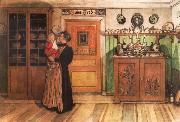 Carl Larsson Tuixt Christmas and New Years painting